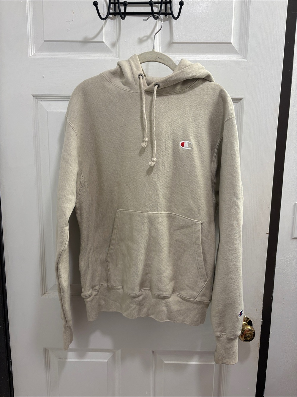 Champion Cream Pullover Hoodie with Kangaroo Pocket